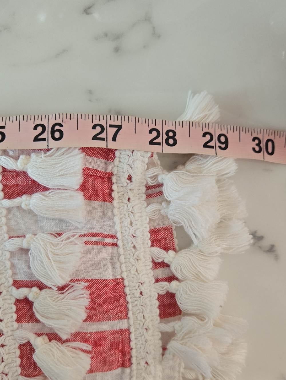 Crown & Ivy Striped Linen Cropped Pants Tassel Hem Coastal Preppy Beach Vacation - Picture 7 of 9